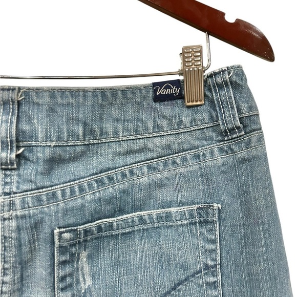 Vanity Size 7 Denim Mini Skirt Vintage 90s Y2K Rawhem Short Jean Millenium Blue - Picture 4 of 6